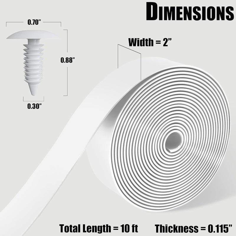 Lumpro Vinyl Straps for Patio Chair Repair Kit 2'' Wide 10 Ft Long Replacement Straps + 10 Free Rivets for Outdoor Lawn Furniture Chaise Lounge Repair (White) - Image 2